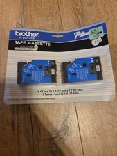 2 pack Brother P-Touch TC-10 Tape Cassette 1/2" 12MM  Black on Clear