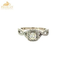 Women's Diamond Halo Engagement Ring .76 CTW 14K White Gold PBR114351