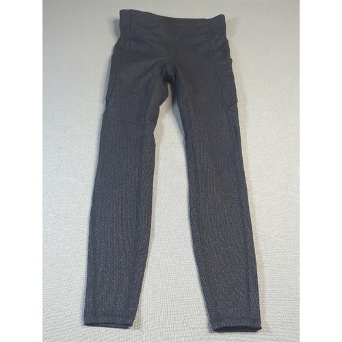 Lululemon Black Heather Ribbed Leggings High Rise Pockets Athletic