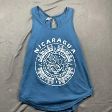 Niagara Razorback, Tank Top Tribal Print Small Blue Keyhole Back Workout ￼￼