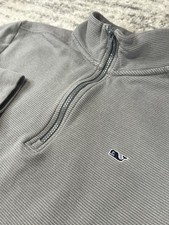 Men  s Vineyard Vines 1/4 Quarter Zip Pullover Sweater Gray Size Small Whale Prep