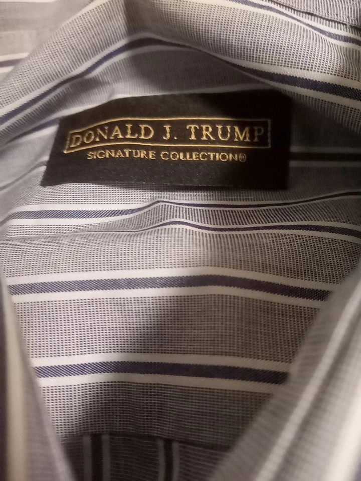 Camisa Donald J Trump Signature Collection Gris Rayas Abotonada!! Foto 2 de 4