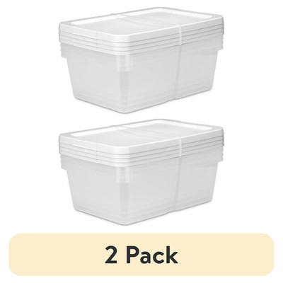 (2 pack) Sterilite Set of (4) 12 Quart Storage Bins, Clear Plastic Storage Bin