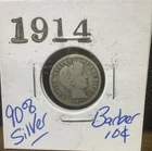 1914 Philadelphia Mint Silver Barber Dime