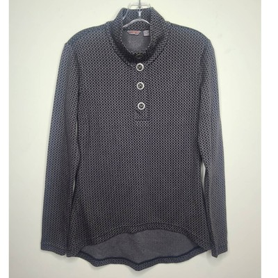 Merrell black grey geometric print mock turtleneck pullover shirt jacket - small