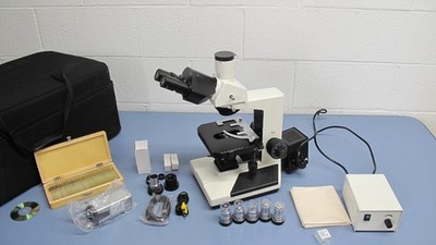 Trinocular Compound Microscope With 5 Objectives, Camera,  Accessories With Case