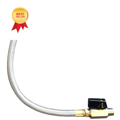 #ad POWERMATE Extended Tank Drain Assembly 10 In. Braided Steel 1 4 inch Silver $10.49