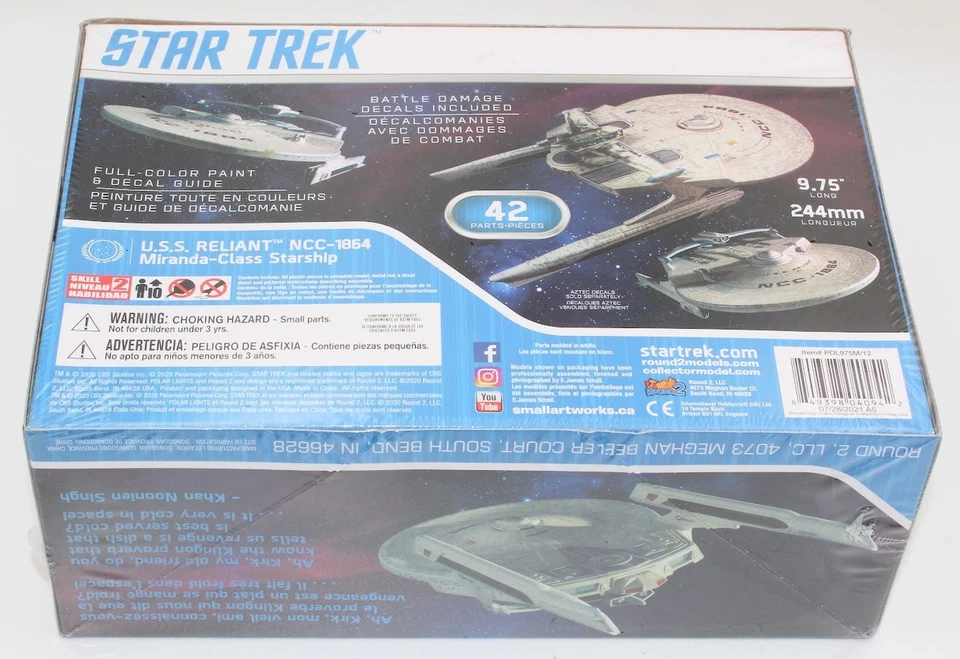 STAR TREK U.S.S. RELIANT NCC-1864 Snap-Together 1:1000 Scale Plastic Model Kit - Image 3 of 3