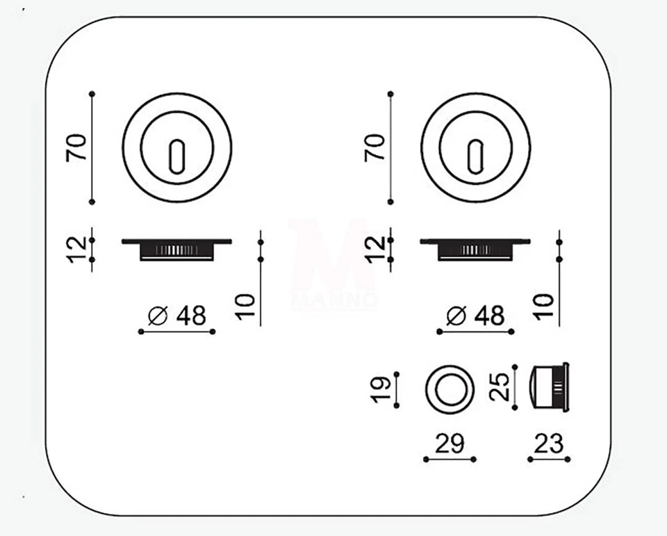 Serratura per porta scorrevole Maniglie tonde Argento Alluminio e chiave Mariva - Immagine 4 di 4