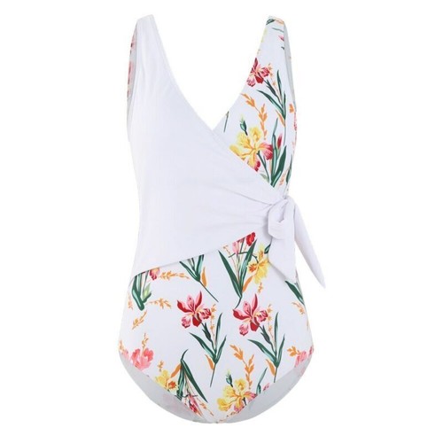 Womens Sunflower Print One Piece Swimsuit Bowknot Swimwear Monokini Bathing Suit - Picture 9 of 17