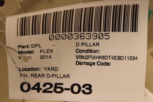 2013-2019 FORD FLEX REAR RIGHT SIDE UPPER D PILLAR TRIM COVER PANEL OEM - Picture 10 of 10