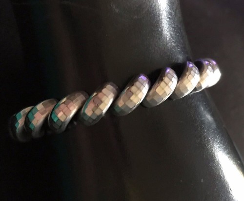 Lovely MILOR Italy San Marco Link Textured Sterling Silver 925 Bracelet 17 Grams - Picture 4 of 10