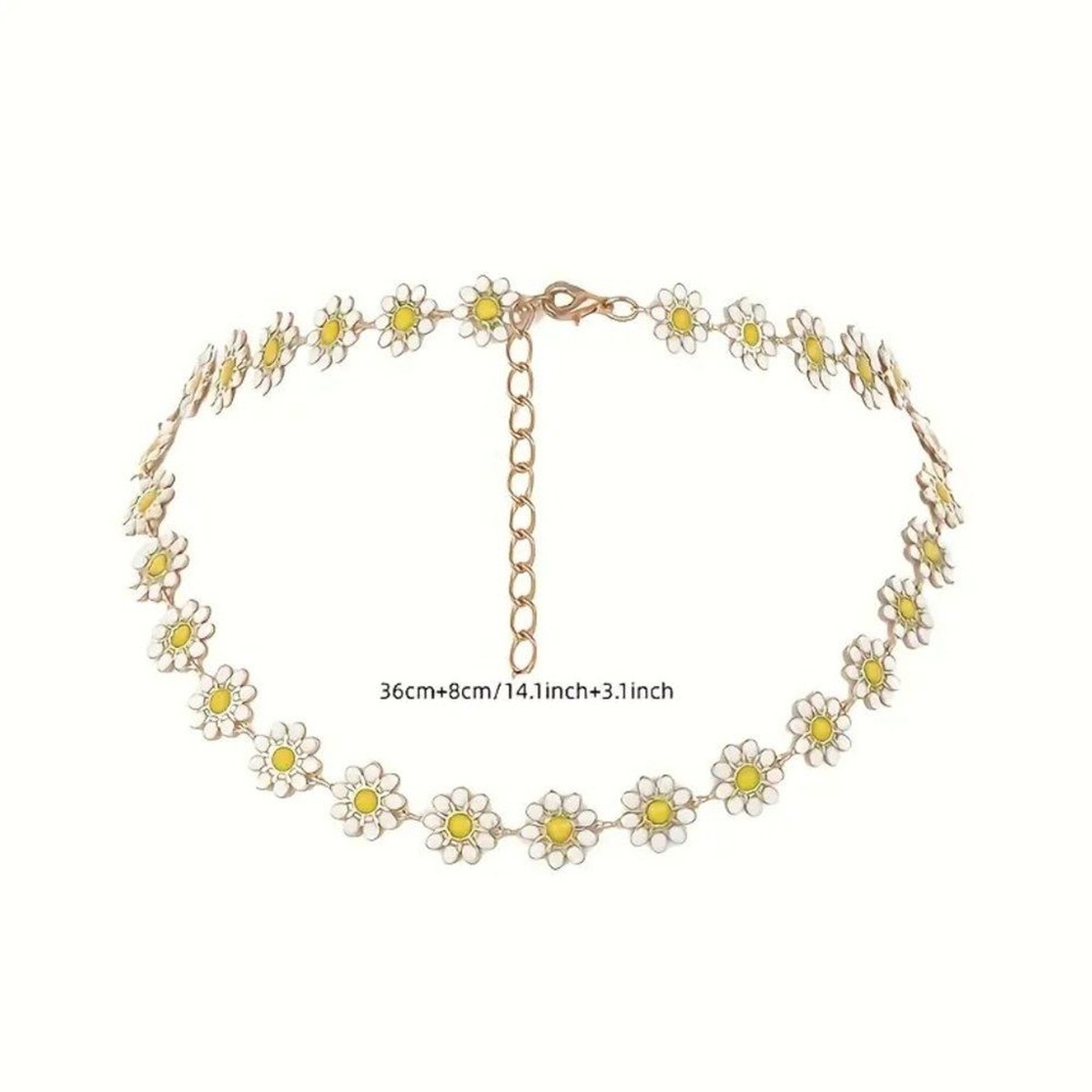 90s Y2K White & Yellow Daisy Flower Enamel Painted Floral