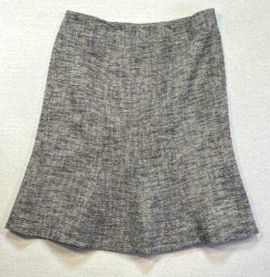 Talbots Women's Tweed Skirt Size 2 Blue Black White Flutter Bottom Stretch