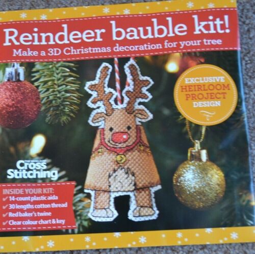 Cross Stitch Kit -  Fun 3D Rudolph Reindeer Christmas Tree Bauble - Picture 1 of 1