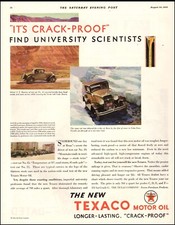 1930 Rare Ad for TEXACO Motor Oil Tested ' Crack Proof ' the Texas Company091124