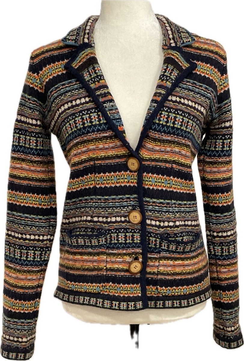 Anthropologie Sparrow Small Cardigan Sweater Lambswool Fair Isle