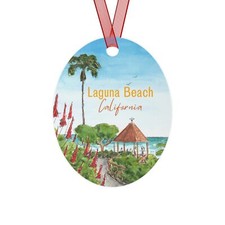 Heisler Park Gazebo California Oval Metal Ornaments 1 Side