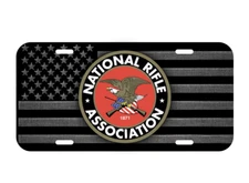 NRA Vehicle Front License Plate Auto Car National Rifle Association USA Flag NEW