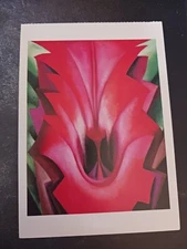 vtg postcard Georgia O'KEEFFE Inside Red Canna  painting flowers art unposted