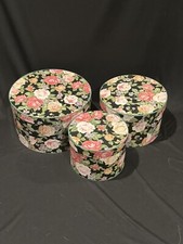 Vintage Floral Wallpaper Nesting Hat Boxes Set Of 3