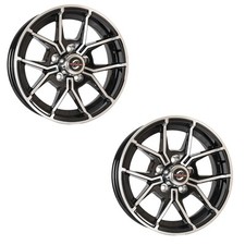 2-pack 15x5 Trailer Wheel 5x4.5 Black Machined 5 Fork Aluminum Trailer Rim