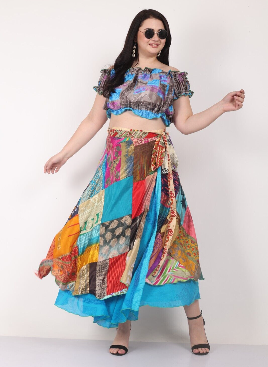 Women's Multi Patchwork Long Wrap Skirts Mix Wholesale Lot Beach - Main Image