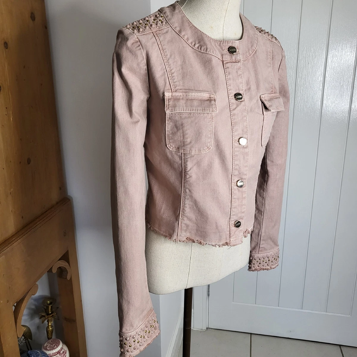 Dusky pink cheap denim jacket