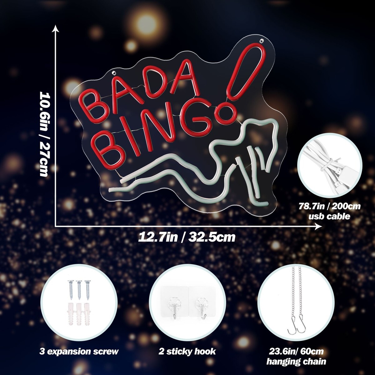BADA BING Girl Display Open Game Room Bistro Vintage Neon Sign