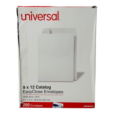 250 Envelopes Universal 9 x 12 Envelopes White Wove Catalog EasyClose