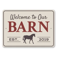 Welcome to Our Barn Est. Year, Custom Family Sign, Old Western Metal Sign