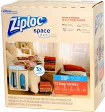 Ziploc Space Bag Dual Use 12 Bag Variety Space Saver Flat Set Organizer System