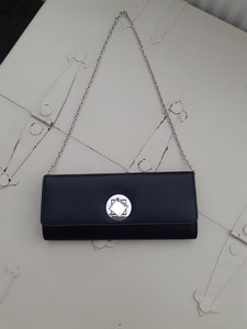 black clutch with silver chain