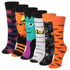 6 Pairs Halloween Socks Bat Cotton Socks Unisex Funny Halloween Socks Gifts f...