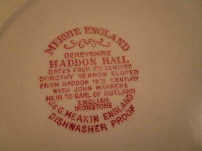 Vintage J & G J&G Meakin Red Merrie England Derbyshire Haddon Hall