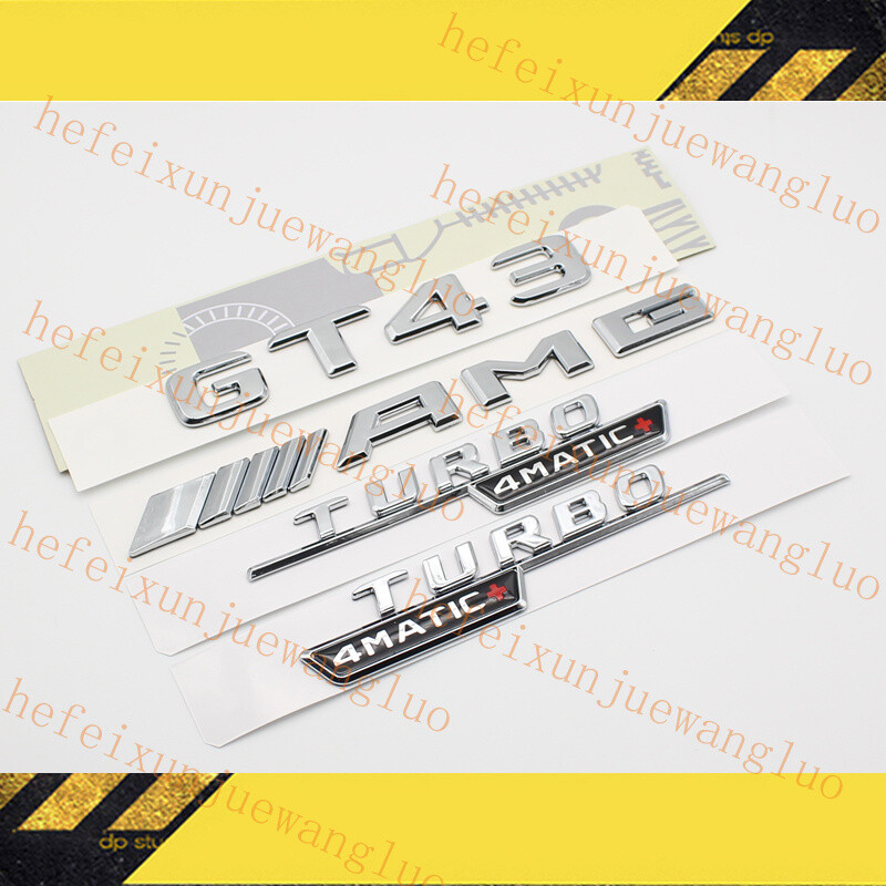 Chrome New GT 43 TURBO 4MATIC+ Plus Fender AMG Rear Trunk Badge Emblem Sticker