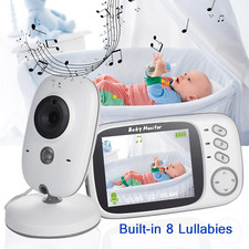 Wireless Baby Monitor 3.2 inch LCD IR Night Vision 2 way Talk 8 Lullabies nanny