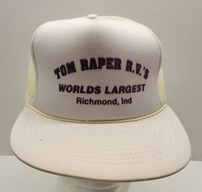 VTG Tom Rapers Worlds Largest RV Store Richmond IN White Mesh Trucker Hat Cap