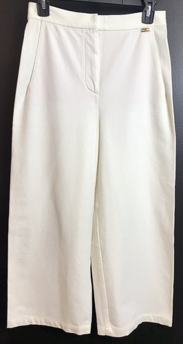ST JOHN Sport Pants Gaucho Wide Leg Knit Ivory Whi
