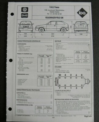 Polo G40 Fiche Technique