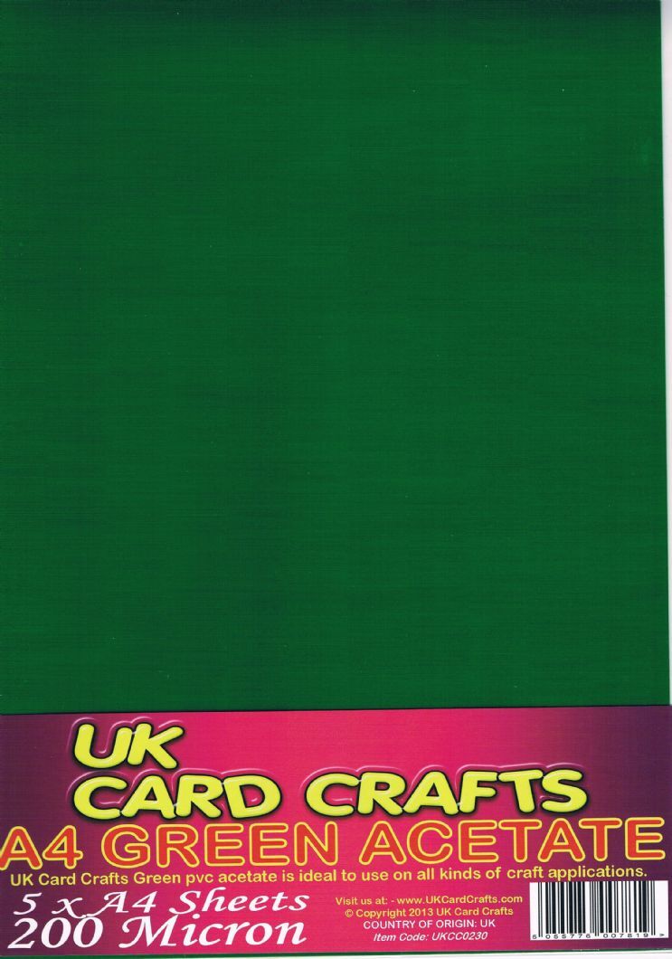 A4 Green Acetate 200 Micron x 5 Sheets - Coloured, Dyslexia, Transparent Film