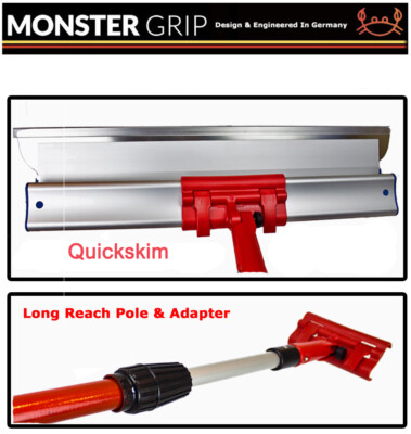 MonsterGRIP Quickskim / Flächenkehrmaschine - 100cm + Stange + Adapter SuperFLEX GERMAN Made