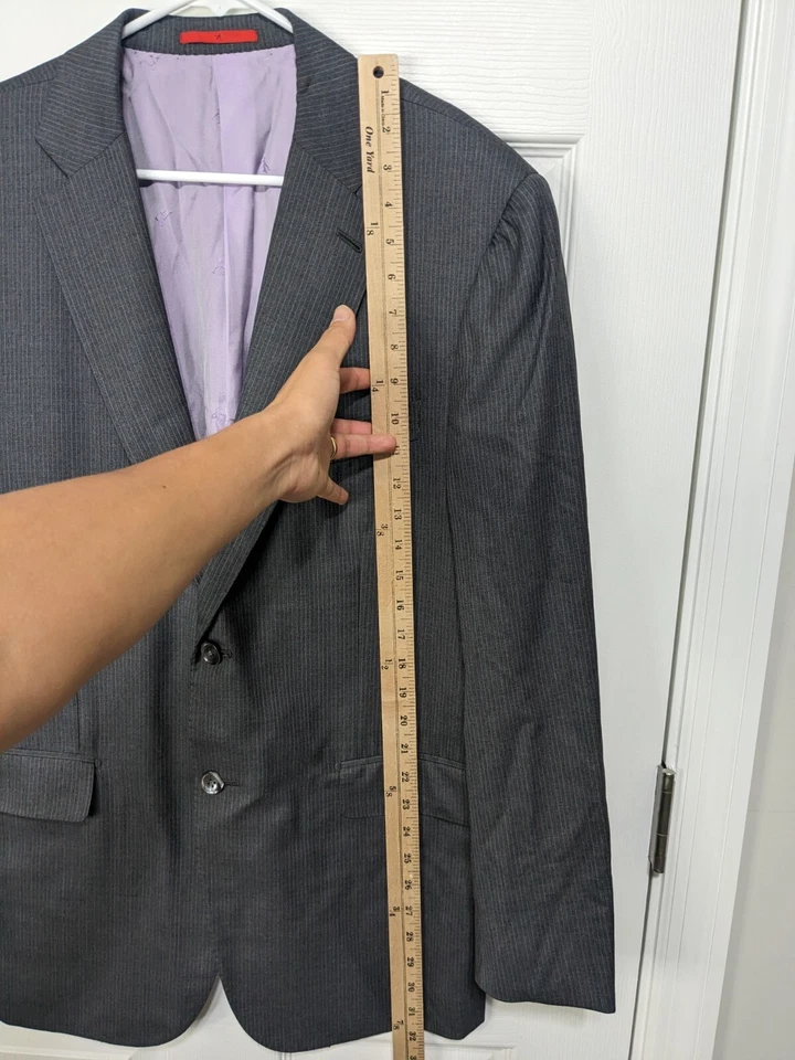 Blazer Isaia Napoli Para Hombre 44R Gris Aquaspider Super 160's Puños de Cirujano Foto 2 de 4