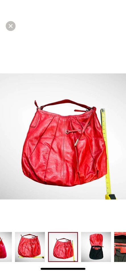 BOLSO DE HOMBRO HOBO GRANDE DE CUERO ROJO NUEVO GIANNI CHIARINI Foto 4 de 4