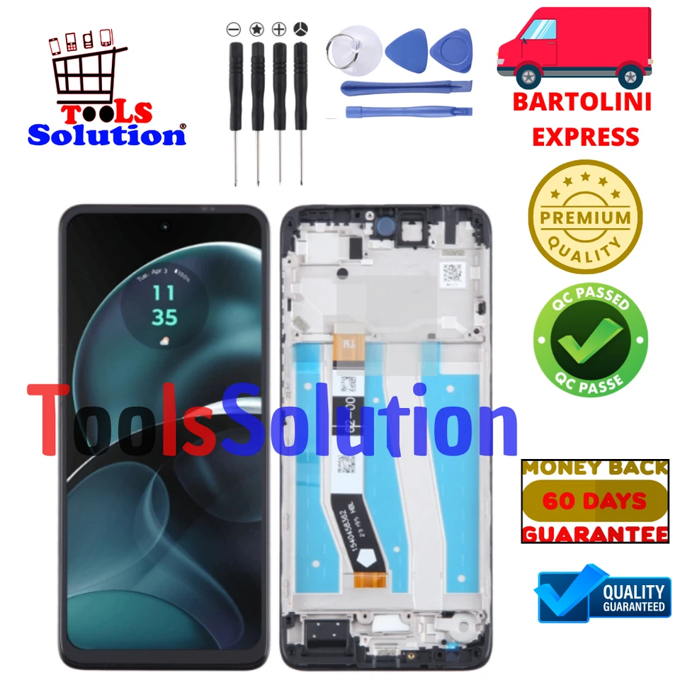 AFTERMARKET PER MOTOROLA DISPLAY PER MOTOROLA MOTO G14 XT2341-3 LCD VETRO SCHERMO + FRAME PARI ORIGINALE