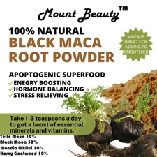 Maca Root Powder Black Raw Pure Natural NonGMO Mount Beauty Superfood Bulk 100g
