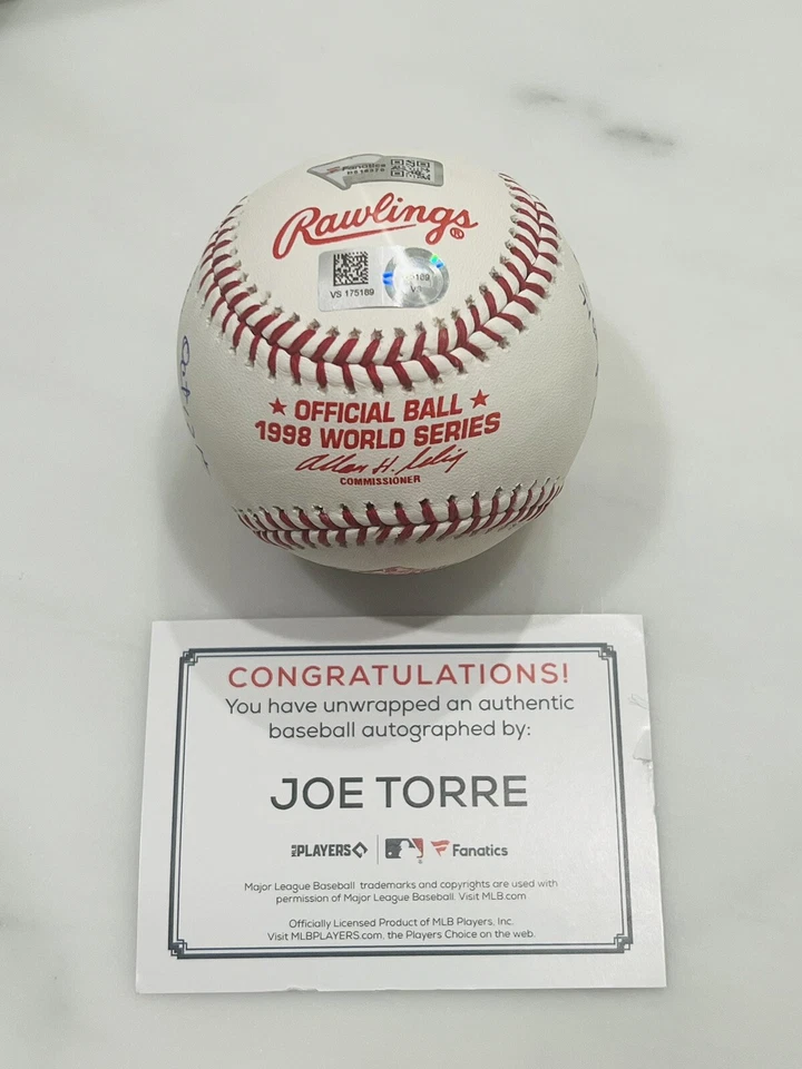 Joe Torre New York Yankees Fanatics Autenticado Automático 1998 WS Béisbol  Foto 3 de 4