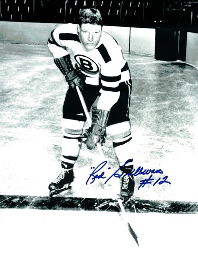 Foto brillante firmada por Red Sullivan Boston Bruins #12 8x10, certificado de autenticidad
