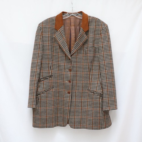 Veste de costume blazer classique DAKS Signature Y2K US 16 carreaux à carreaux marron Academia