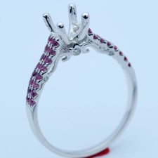 6.5mm Round Cut 0.5ct Natural Ruby Diamond Semi Mount Setting Ring Solid Silver